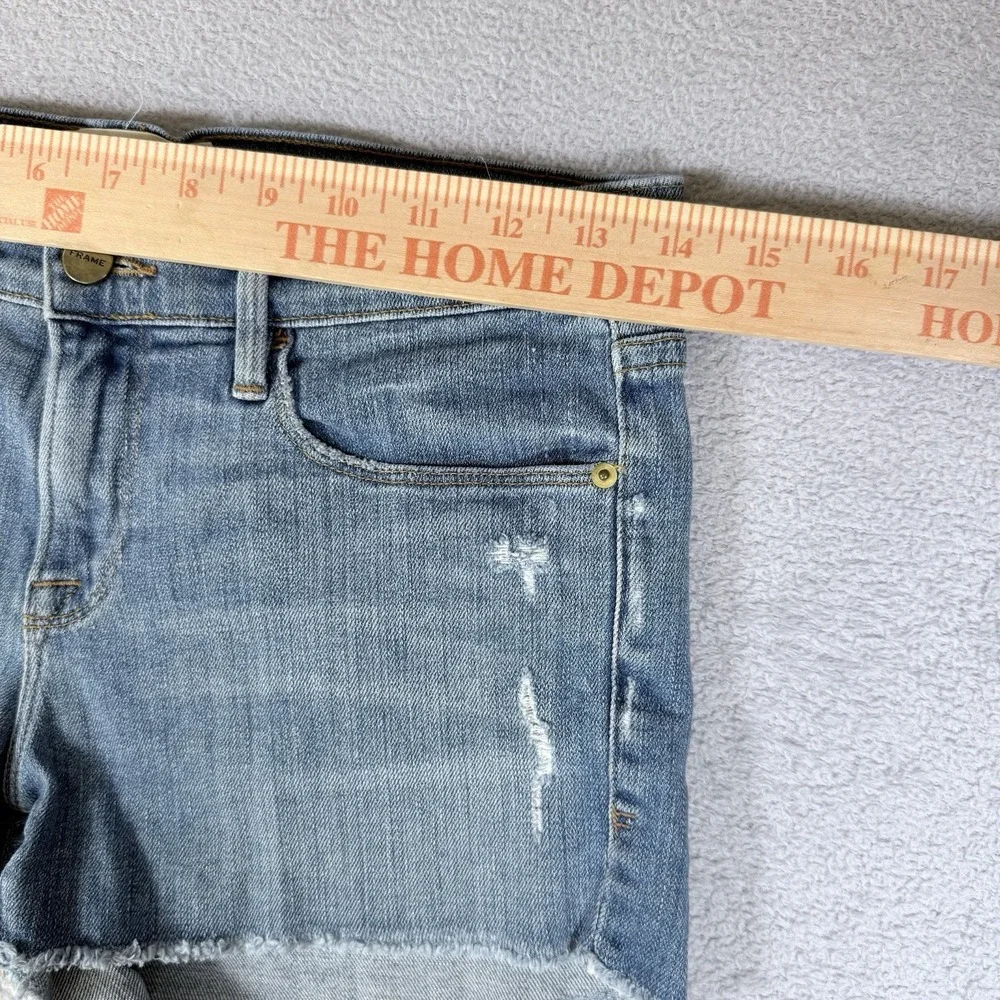Frame Le Cutoff Raw Hem Denim Shorts Medium Wash Albion Valley Size 25